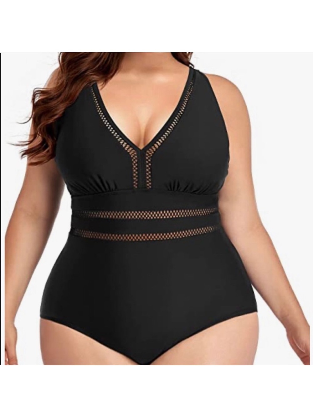 Daci Women black Plus Size One Piece Swimsuits Sexy Hollow Out Bathing Suit